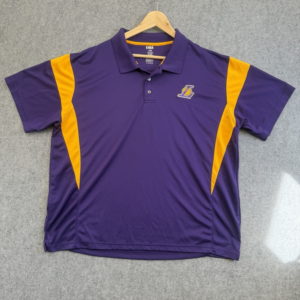 NBA Official Los Angeles Lakers Polo Men's 2XL Purple Gold Embroidered Logo Poly